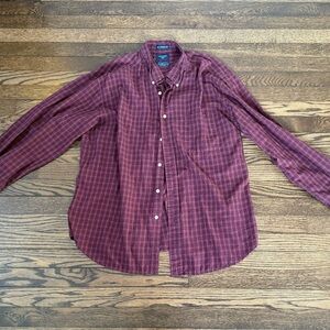 Dockers Maroon Plaid Long Sleeve Shirt